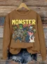 Women's Monster Mashup - Retro Ghost Halloween Sweatshirt
