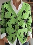Women's Halloween Witch Print Knit Cardigan