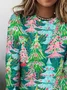 Casual Regular Fit Christmas Tree Crew Neck T-Shirt