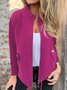 Casual Zipper Plain Stand Collar Jacket