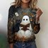 Halloween Casual Crew Neck Cotton T-Shirt