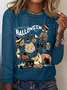 Women's Halloween Horror Season Black Cat Pumpkin Long Sleeve T-shirt