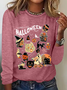 Women's Halloween Horror Season Black Cat Pumpkin Long Sleeve T-shirt