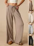 Women's  Elastic Waist H-Line Wide Leg Pants Daily Going Out Pants Khaki Casual Split Joint Plain Spring/Fall Pants