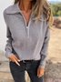 Casual Plain Shawl Collar Sweater