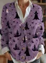 Women's Halloween Witch Print Knit Cardigan