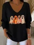 Regular Fit V Neck Cotton Casual Sweater