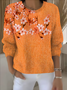 Women's Fall Festive Floral Pattern Pullover Top