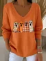 Regular Fit V Neck Cotton Casual Sweater