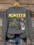 Women's Monster Mashup - Retro Ghost Halloween Sweatshirt