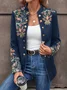 Floral Stand Collar Ethnic Regular Fit Coat
