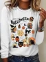 Women's Halloween Horror Season Black Cat Pumpkin Long Sleeve T-shirt