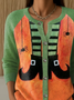 Women's Vintage Halloween Witch Print Knit Cardigan