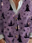 Women's Halloween Witch Print Knit Cardigan