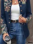 Floral Stand Collar Ethnic Regular Fit Coat