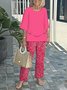 Bell Sleeve Crew Neck Casual Loose Two-Piece Set