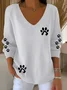 Women'S Dog Paw Print Casual T-Shirt