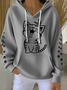 Women'S Cute Cat Print Casual Hoodie Sweatshirt