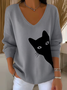 Women's Black Cat Print Top