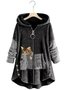 Loose Casual Solid Color Plush Hooded Sweatshirt