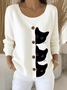 Women's Halloween Fun Black Cat Print Cardigan Sweater