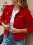 Urban Stand Collar Regular Fit Trendy Lapel Pocket Single-breasted Short Denim Jacket