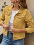 Urban Stand Collar Regular Fit Trendy Lapel Pocket Single-breasted Short Denim Jacket