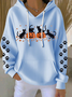 Women's Halloween Black Cat Pumpkin Print Casual Hooded Sweatshirt