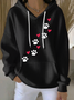 Women's Retro Animal Dog Paw Print Casual Hoodie