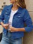Urban Stand Collar Regular Fit Trendy Lapel Pocket Single-breasted Short Denim Jacket