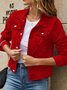 Urban Stand Collar Regular Fit Trendy Lapel Pocket Single-breasted Short Denim Jacket
