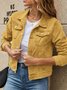 Urban Stand Collar Regular Fit Trendy Lapel Pocket Single-breasted Short Denim Jacket