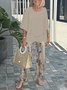Bell Sleeve Crew Neck Casual Loose Two-Piece Set