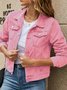 Urban Stand Collar Regular Fit Trendy Lapel Pocket Single-breasted Short Denim Jacket