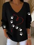 Women's Dog Paw Print Long Sleeve Top