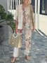 Bell Sleeve Crew Neck Casual Loose Two-Piece Set