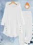 Loose Casual Solid Color Plush Hooded Long-Sleeved Trousers Two-Piece Suit