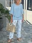 Bell Sleeve Crew Neck Casual Loose Two-Piece Set