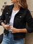 Urban Stand Collar Regular Fit Trendy Lapel Pocket Single-breasted Short Denim Jacket
