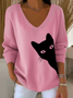 Women's Black Cat Print Top