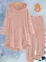 Loose Casual Solid Color Plush Hooded Long-Sleeved Trousers Two-Piece Suit