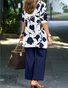 Casual Loose Spring And Autumn Printed Jacket Cardigan Vest Trousers Three-Piece Set
