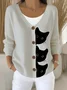 Women's Halloween Fun Black Cat Print Cardigan Sweater