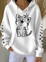 Women'S Cute Cat Print Casual Hoodie Sweatshirt