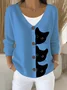 Women's Halloween Fun Black Cat Print Cardigan Sweater
