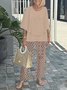Bell Sleeve Crew Neck Casual Loose Two-Piece Set