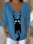 Women's Autumn Cat Print Casual Top