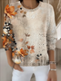 Crew Neck Vintage Maple Leaf Loose Sweater