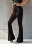 Women's  Elastic Waist H-Line Flare Pants Daily Going Out Pants Gray Casual Split Joint Plain Spring/Fall Pants