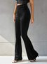 Women's  Elastic Waist H-Line Flare Pants Daily Going Out Pants Gray Casual Split Joint Plain Spring/Fall Pants